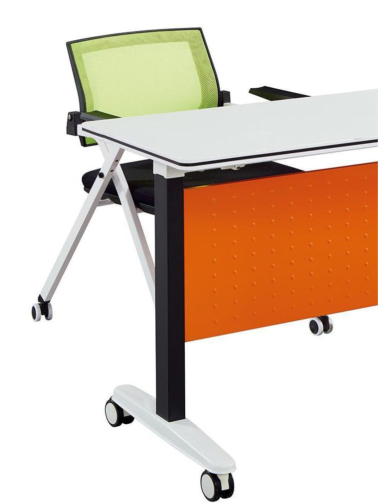 Foldable Modular Training Table in White and Orange (2)